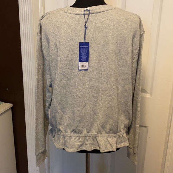 POPSUGAR Womens Heather Gray Peplum Sweatshirt NWT - Picture 4 of 5